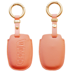 트니르 현대 호환 F타입 스마트 차 키케이스 그랜저 그랜저HG IG 신형에쿠스 제네시스DH 싼타페DM 천연 소가죽 풀커버 키홀더 차키링 차량용품, 피치핑크