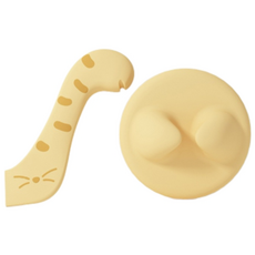 넘버쓰리 고양이 일체형 캔 뚜껑 스푼 덮개세트, 넘옐로우, 1세트