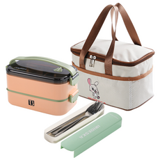 직장인 스텐 도시락 대용량 학생 도시락 다단 프리 코디 피크닉 보온 런치박스, 1세트, 핑크(2단)