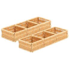 house recipe. PP仿藤編3格抽屜整理架, 2個, 米色