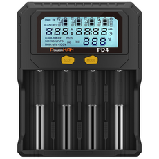 POWERKAN 스마트 만능 LCD 지능형 배터리 충전기 4구 리튬 니켈 PD4 건전지 배터리 고속충전 18650 AA AAA 21700 32650 용량확인 과충전방지 방전테스트, 1개