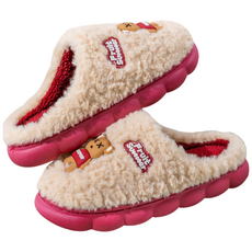 크레아바 겨울 털 슬리퍼 뽀글이 투톤 실내화, 1개, 베이지