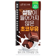 빙그레 설탕이 들어가지 않은 초코우유 190ml 12팩, 12개