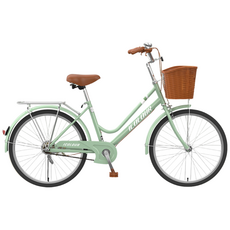 솔비아 빈티지 자전거 여성 성인용 24인치 26인치 7단변속 다양한 파스텔톤 색상, 1개, 170cm, 그린-에어타이어+단속+24인치