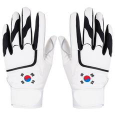 업셋 국가대표 태극기 양피 배팅장갑, 1세트, 커스텀로고_블랙