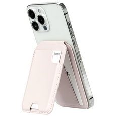 아이시(isee) 맥세이프 강력자석 각도조절 스탠드 카드지갑 (카드4장 수납), 연핑크, 1개