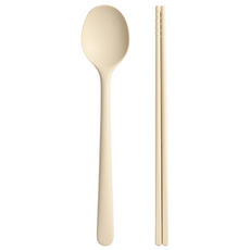 트루쿡 실리콘 안전한 다용도 수저세트, 1세트, 숟가락+젓가락, 베이지