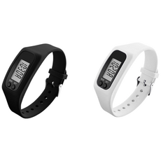 베니니 1+1 건강한 다이어트 자기관리 만보기 걸음수 손목시계, 1세트, 블랙+화이트