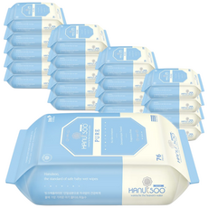 하늘수 퓨어 아기 물티슈 리필형 20팩, 55g, 76매, 20개