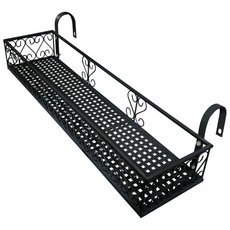 MK 베란다 화분걸이대 일반 난간용 (직각 80 X 20cm) 난간고리2개형, 블랙, 1단