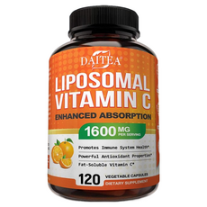 리포좀 비타민C 1600 mg 항산화 면역 건강 피부 건강 개선 심장 건강 빈혈 예방 심혈관 건강 콜라겐 재생, 2개, 120정