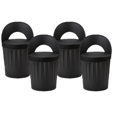 파란들 드럼체어 일체형 스툴의자 등받이형 블랙 1개, 4개