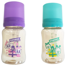 LITTLE BOBDOG 新款PPSU無奶嘴奶瓶, 紫色+薄荷綠, 180ml, 2個