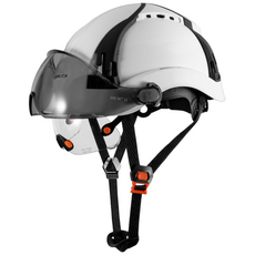 LOEBUCK 고급 신상품 2중 렌즈 내장형 미국식 안전모 / 통풍형 충격흡수 작업용 헬멧, 1개, 화이트