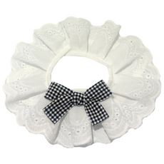 로테오 반려동물 레이스 체크 리본 케이프, 1개, 블랙