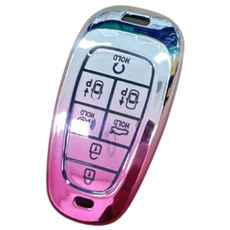 키에티 현대 스마트키 호환 더뉴 팰리세이드 스타리아 스마트 키케이스 7버튼 TPU 키홀더 단품, 그라데이션-핑크