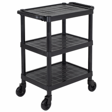 무소음 운반 카트 3단 중형, 블랙, 1개