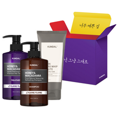 KUNDAL 昆黛爾 依蘭依蘭香洗護禮盒組 G款 蜂蜜澳洲堅果保濕潤膚乳+蜂蜜澳洲堅果保濕沐浴露+溫和亮白清爽洗面乳, 1組