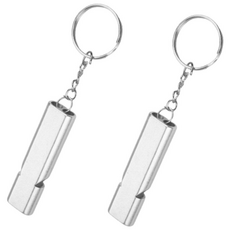 빅쓰리몰 1+1 호신용 가벼운 휴대용 호루라기 호각 휘슬 키링 열쇠고리, 실버+실버, 2개