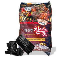 정담아 깨끗한 참숯 2kg 바베큐용 (3~4인용/고화력/캠핑용), 1개