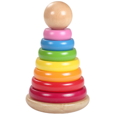 정품 boby 몬테소리 스태킹 텀블러 원목 교구 토들러 베이비 젠가 원목 장난감, 2) 빅 레인보우 텀블러, 1개