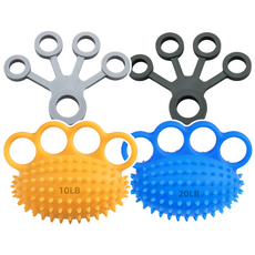 라이프엠디 4종 단계별 손가락 지압 스트레칭 악력기 강도 조절 악력 강화 손운동 손목 핸드 그립 손운동 손끝 트레이닝 전완근 힘기르기, 1세트, 혼합색상