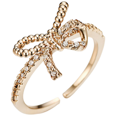 [끄란느] 14K GOLD PLATED 리본 매듭 오픈링 C24RB068