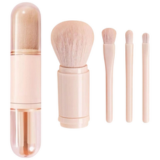 제이킨 4in1 멀티 휴대용 메이크업 브러쉬 세트, 1개, 피치핑크