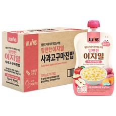 ALVINS 愛彬思 孩童袋裝副食品粥, 蘋果地瓜口味, 100g, 10入