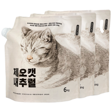 제오캣 내추럴 벤토나이트 고양이 모래, 6kg, 3개, 무향