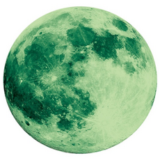 로이윙 Moon 달 인테리어 야광 형광 데코 스티커, 그린문