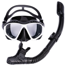 바흐 잠수경 스노쿨링 물안경 세트, 블랙