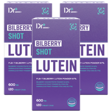 [정품 함량 97%] 빌베리 샷 루테인 마리골드 식약청인증 해썹, 3개, 120정