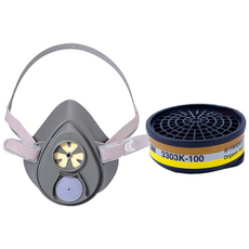 3M 방독마스크 방독면 방독필터세트 3200CN+3303K-100 방진마스크 방독마스크 방역 황사 미세먼지 면체마스크 단구형 숨쉬기편한, 1개