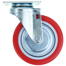 국산 우레탄바퀴 무소음 캐스터 대차 끌차 카트 엘카 구르마 구루마, 적색PVC, 고정, 75mm(3인치)