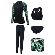 여성용 패턴 5종 래쉬가드 세트, 그린