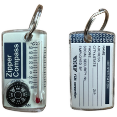 YCM 일본 지퍼콤파스 휴대용 나침반+온도계 열쇠고리 일본 정품 YCM Zipper 나침반 (영문로고), 1개