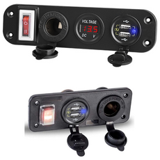 락모터스 KC 전파인증 매립형 스위치타입 QC3.0 12V 24V USB출력 시거잭 시가소켓 DIY, 전원스위치소켓2구, 1개, 2구