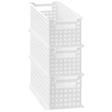 AllULiving 滑動式縫隙收納籃, 白色, 3個