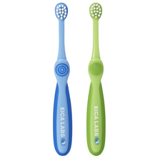 에이카랩스 어린이 코뿔소 칫솔 2종 만2세~초등학교 저학년, 1세트, 2개입, A타입(파랑+연두)