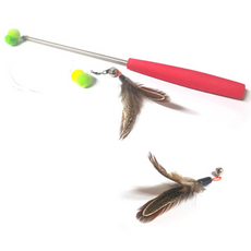HEALING TIME PET 飛天棕色落葉三節貓咪釣竿 + 棕色落葉補充包, 隨機出貨, 1套