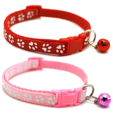 하니펫 반려동물 예쁜 발바닥 방울 목걸이, 1세트, 빨강+핑크
