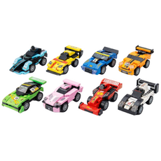 레이싱카 자동차 풀백 8종 호환 블록 세트, 1세트