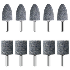 금속 연마 추지석 연마 그라인딩 헤드 포탄형 원통형 6x25mm 헤드 총 10개입, 1세트