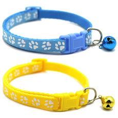 하니펫 반려동물 예쁜 발바닥 방울 목걸이, 1세트, 파랑+노랑