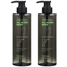 [뽀송체취케어/여드름완화기능성]코리아나 포맨 파워 블렌딩 올인원 워시, 2개, 500ml