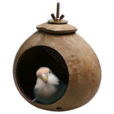 고정형 천연 코코넛 둥지 앵무새 친칠라 다람쥐 슈가글라이더, 네추럴, 1개