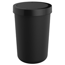 Pratem 扁平一鍵式圓形垃圾桶 10L, 黑色, 1個