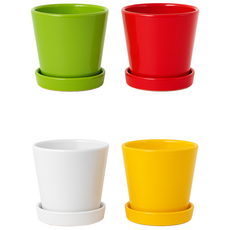 모던레시피 유광 원형 기본 도자기 화분 받침 세트 / 모던 인테리어 디자인, 1개, 레드