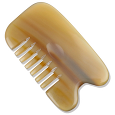 水牛角白角刮痧按摩梳, 1個, 混合色